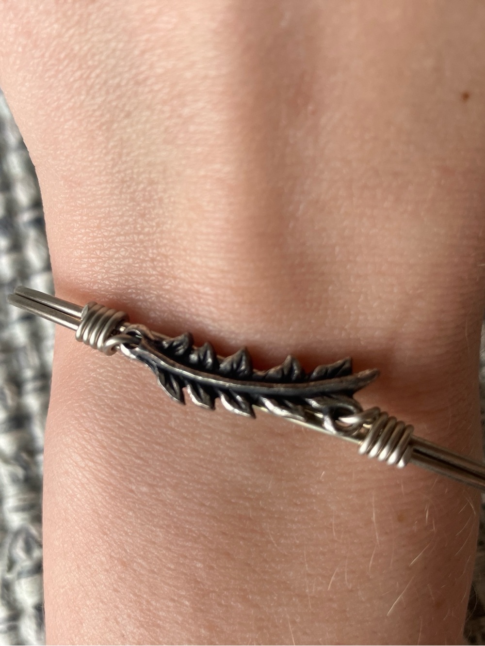 Luca + Danni Silver Feather Bangle Bracelet